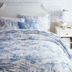 Pottery Barn Teen LoveShackFancy Garden Damask Smocked Twin Quilt Pillow Sham